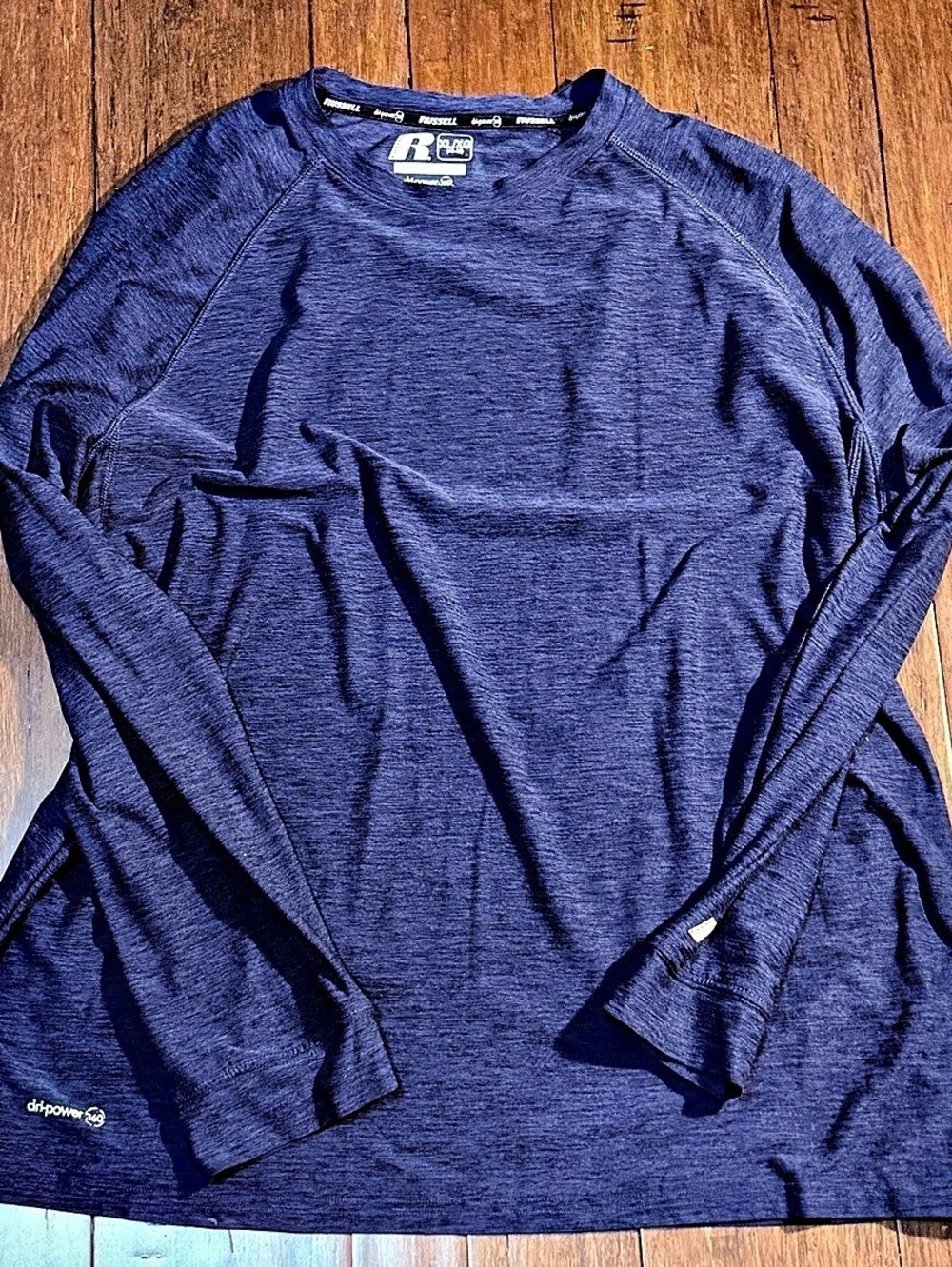 Russell Dri-Power 360 Training Fit Long Sleeve Training Shirt Blue Size XL
